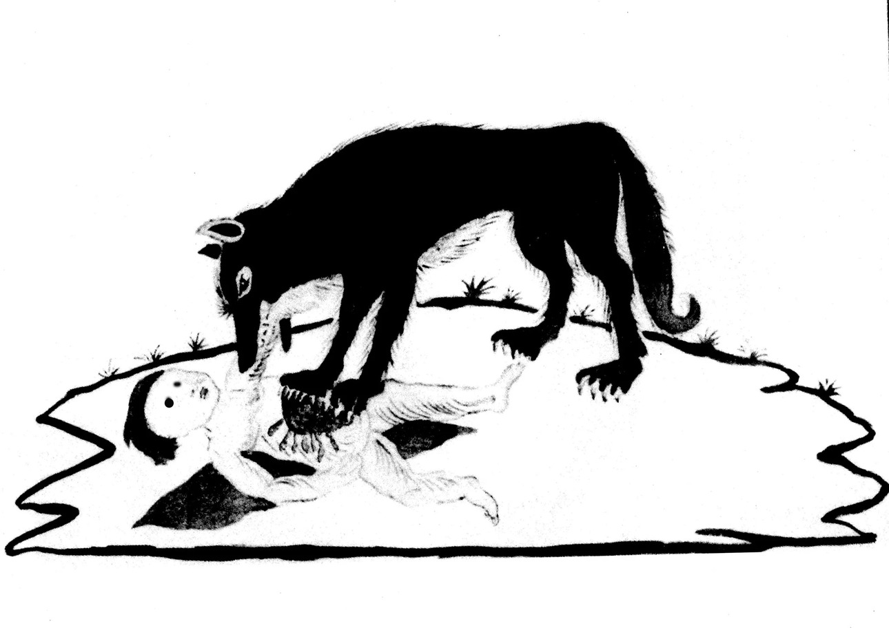 Изображение Иллюстрация Зверя, который был известен тем, что охотился на детей и женщин 