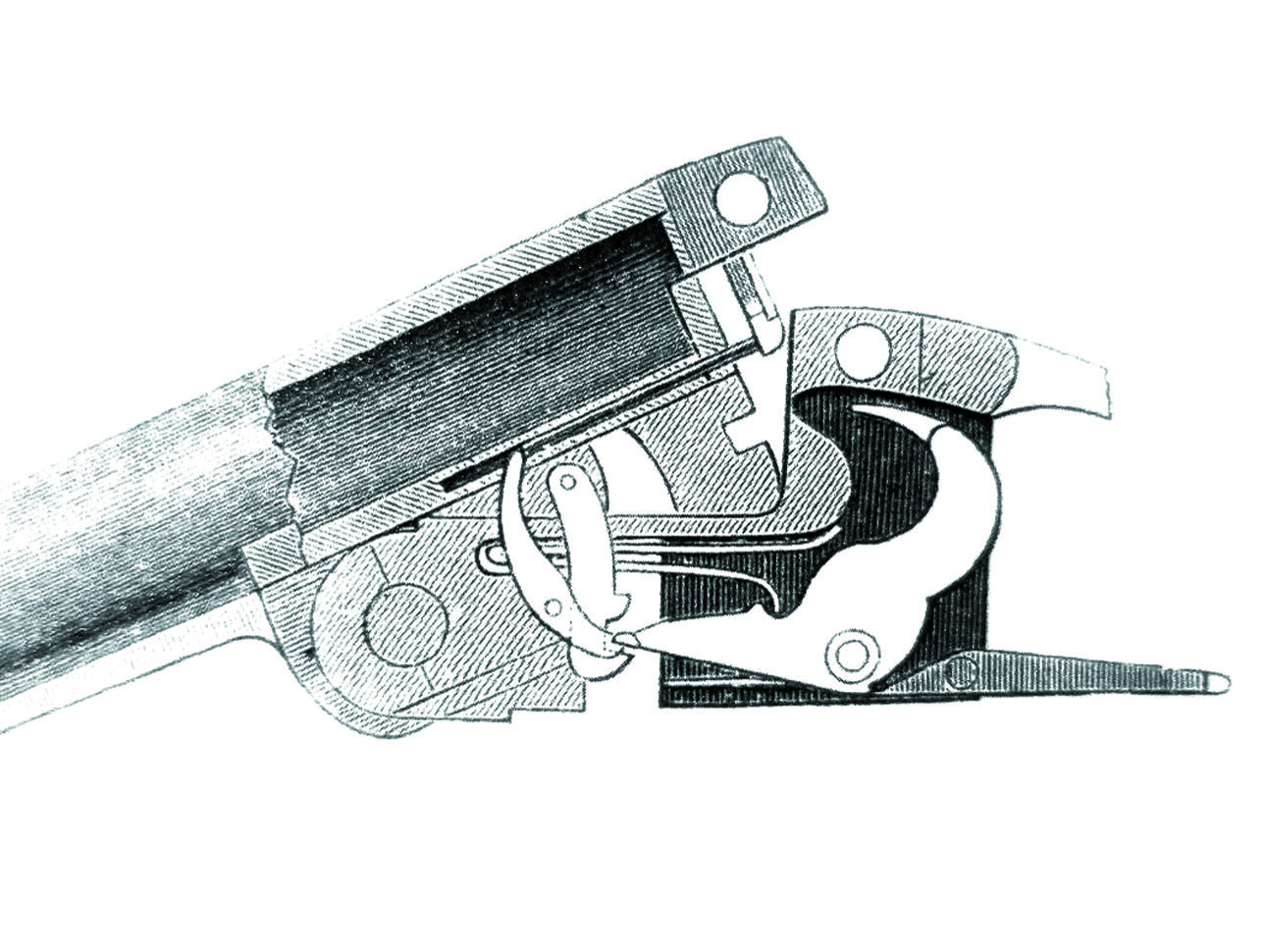 Изображение Взаимодействие деталей УСМ при открывании ружья. Фото автора. 